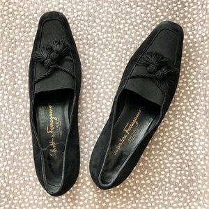 Salvatore Ferragamo Black Suede Tassel Loafer